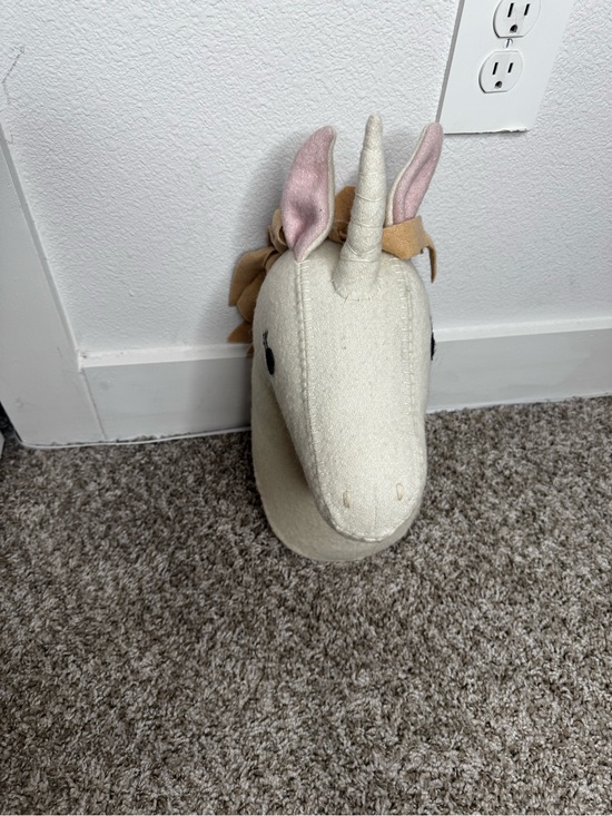 Pillowfort Other - Plush Unicorn Wall Mount - Cream with Pink Ears